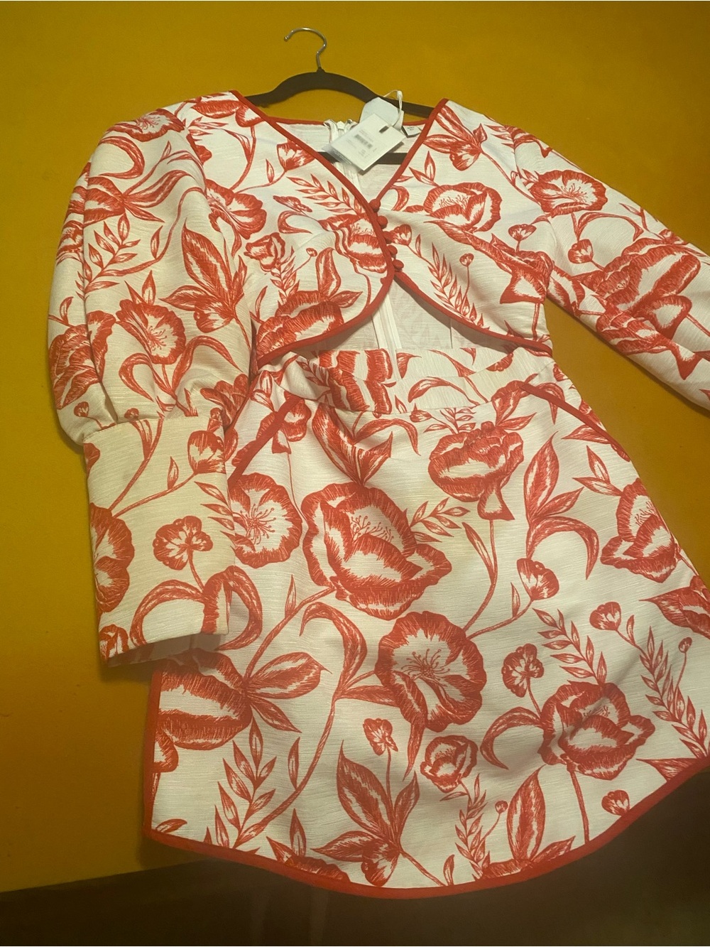 Girl's White and Coral Floral Pajama Dress Set